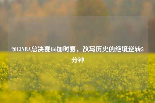 2013NBA总决赛G6加时赛，改写历史的绝境逆转5分钟