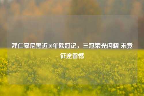拜仁慕尼黑近10年欧冠记,三冠荣光闪耀 未竟征途留憾