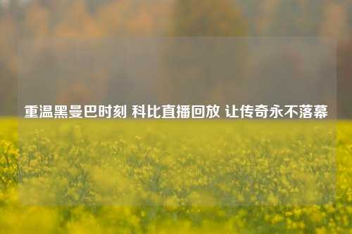 重温黑曼巴时刻 科比直播回放 让传奇永不落幕