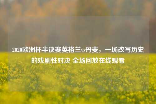 2020欧洲杯半决赛英格兰vs丹麦,一场改写历史的戏剧性对决 全场回放在线观看